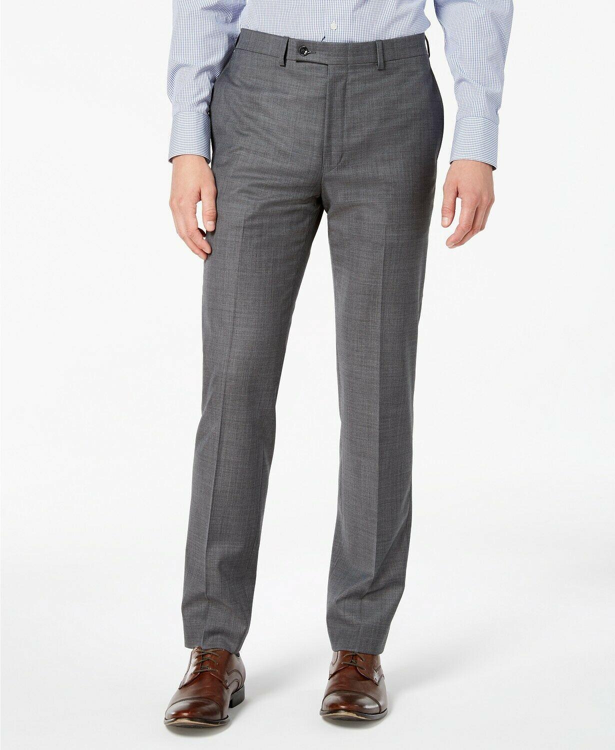 Calvin Klein Mens Slim fit Dress Pants 36 / 32 Grey Stretch