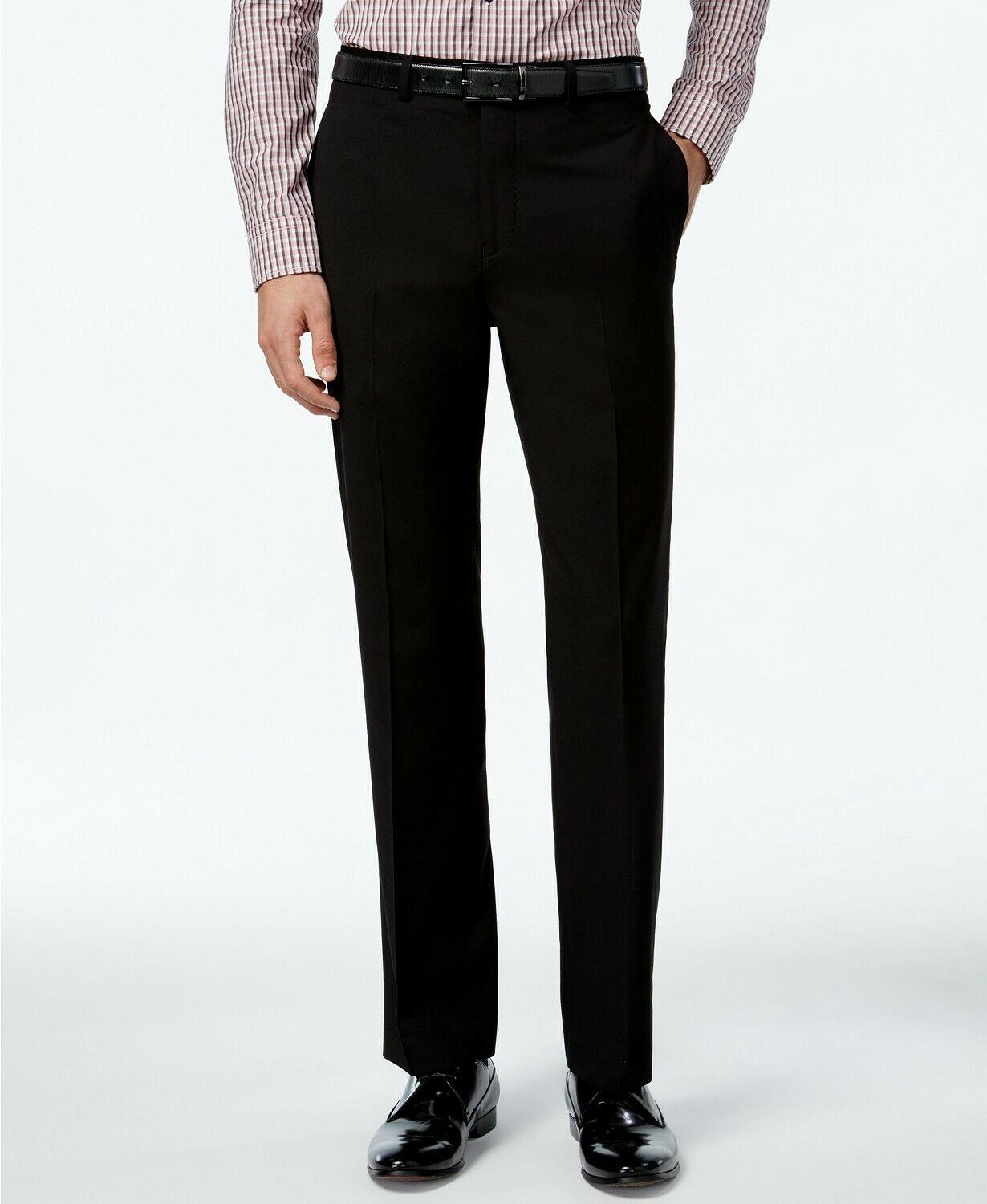 Calvin Klein Mens Slim fit Dress Pants 40 / 32 Black Solid