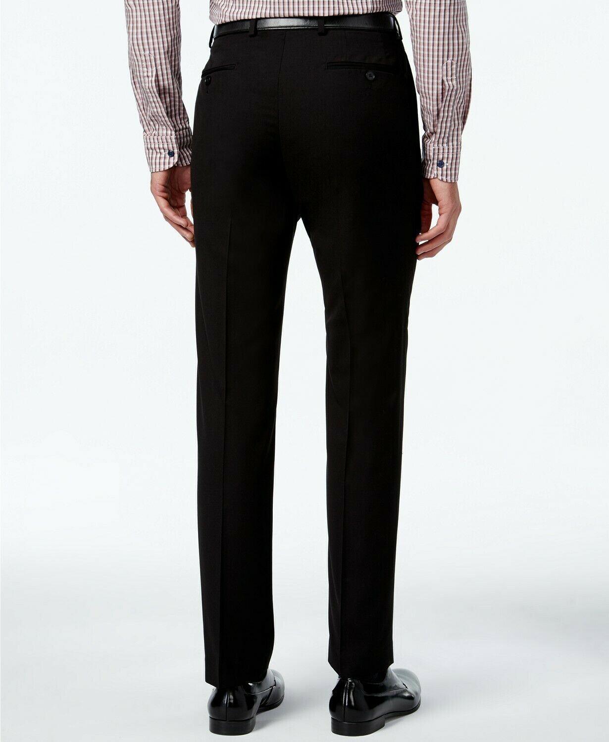 Calvin Klein Mens Slim fit Dress Pants 40 / 32 Black Solid Stretch