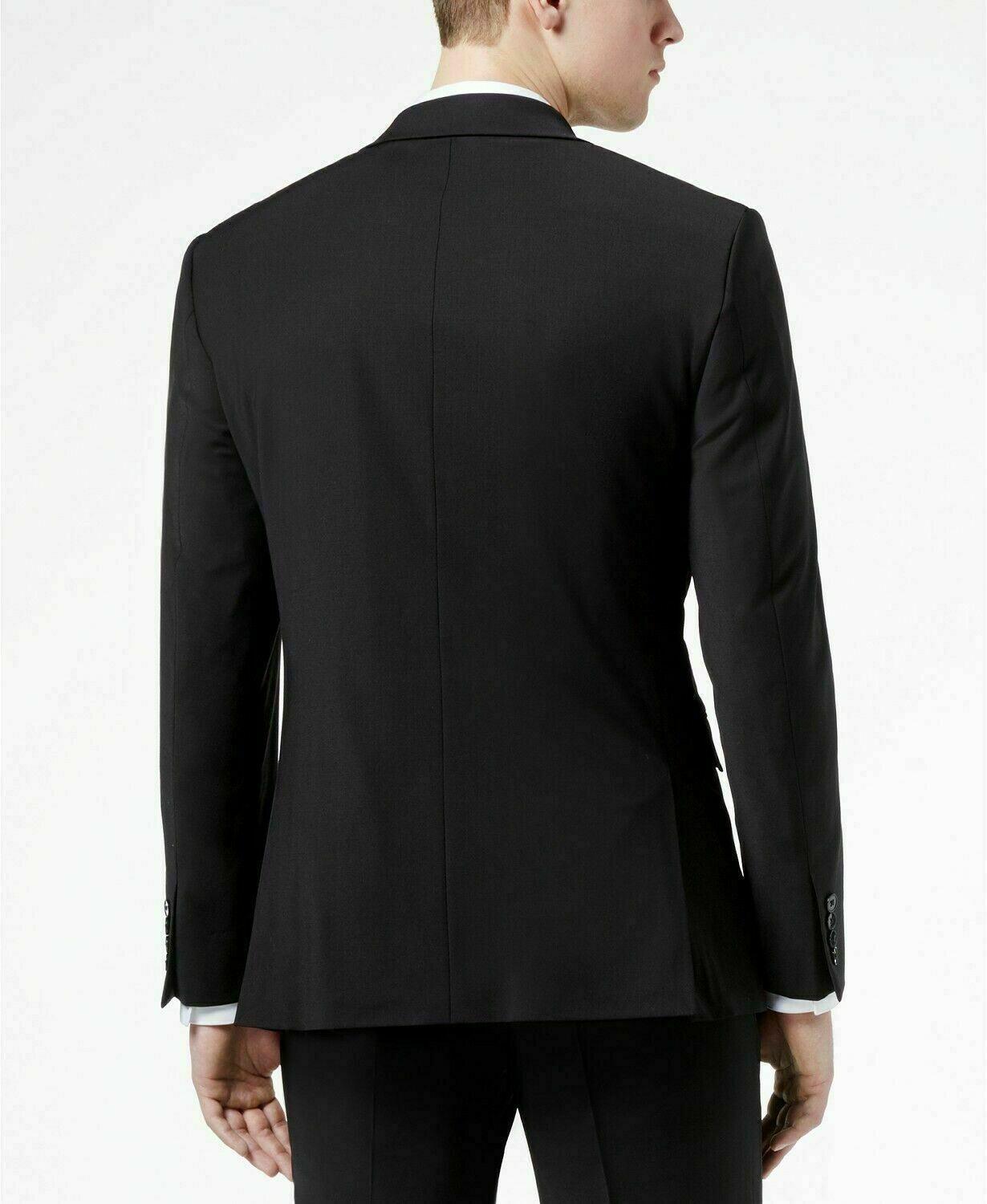 Calvin Klein Mens Skinny fit Wool Suit Jacket Blazer 44 XL Black Solid
