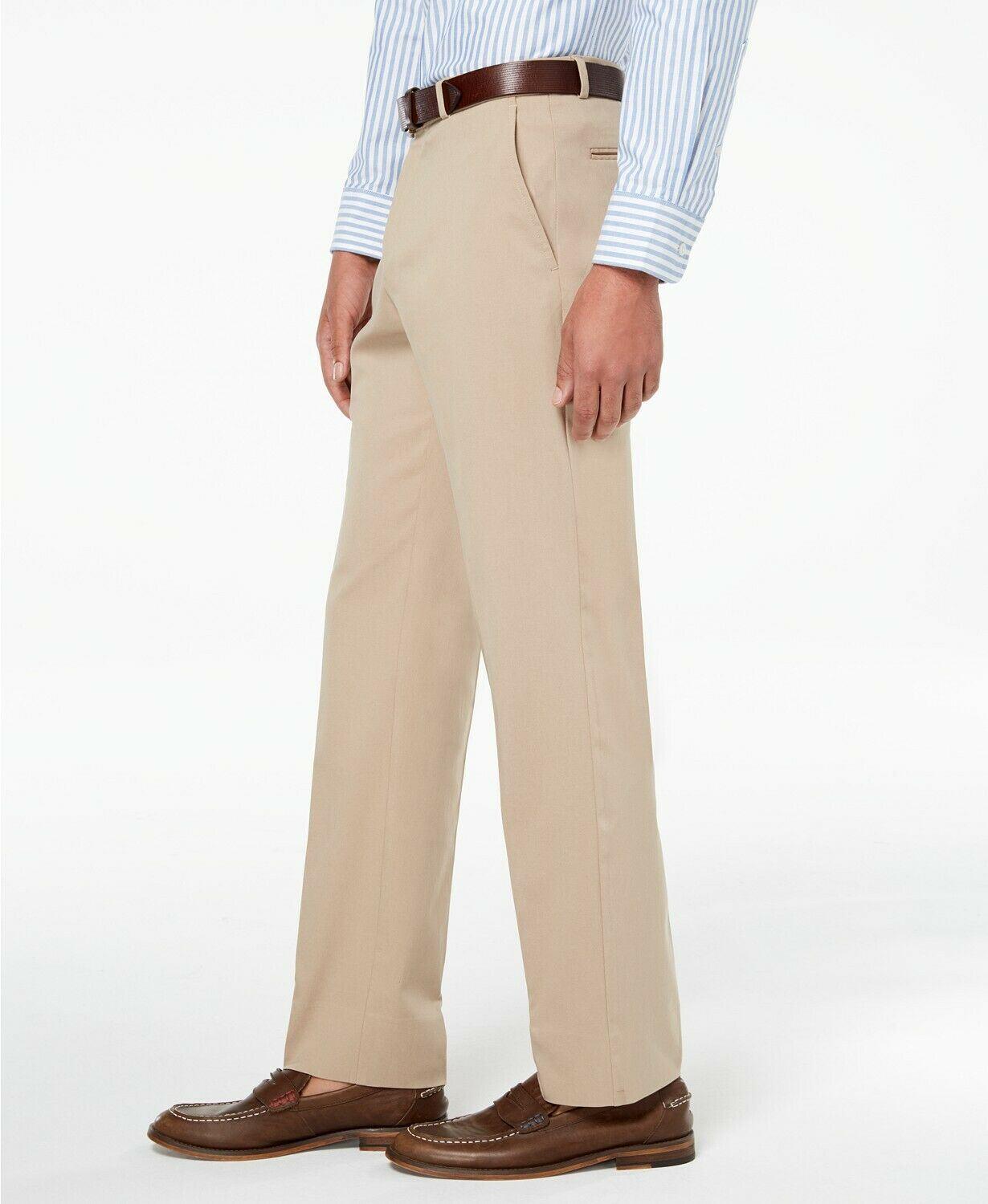 Tommy Hilfiger Mens Modern fit Dress Pants 34 / 29 Beige Solid Stretch