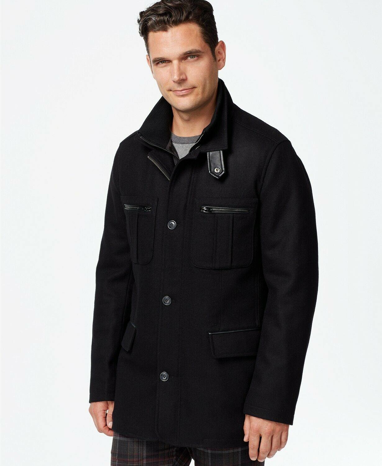 Cole Haan Men's Melton Jacket Coat XL Black Wool