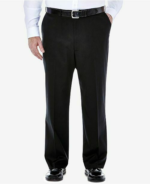 Haggar Mens Classic fit Casual Pants 58 / 30 Black Solid Stretch