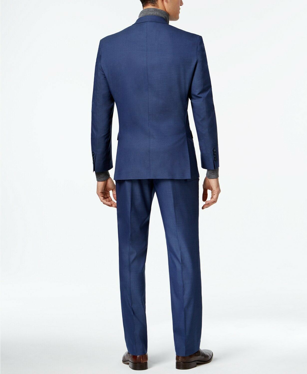 Andrew Marc Mens Slim fit 2 Piece Suit 42 S / 35 Waist Blue Solid Stretch