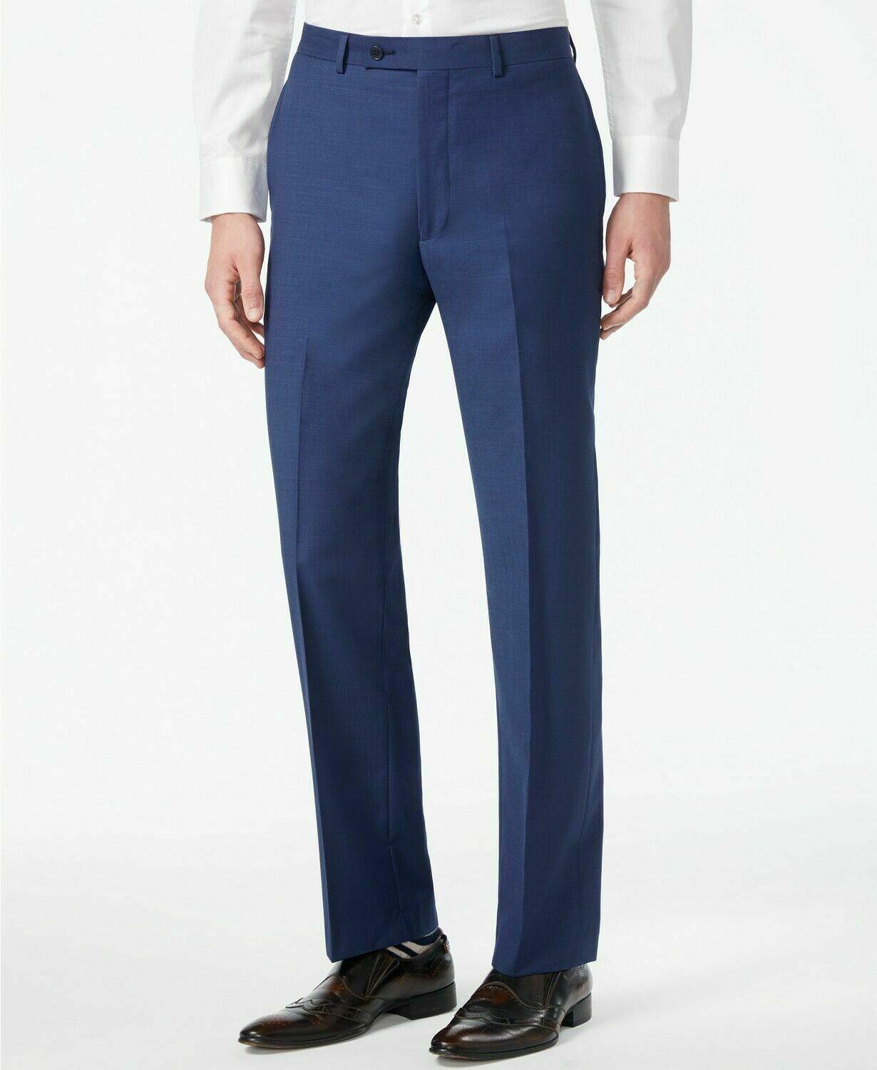 Calvin Klein Mens Slim fit Dress Pants 30 / 30 Navy Blue Solid Stretch