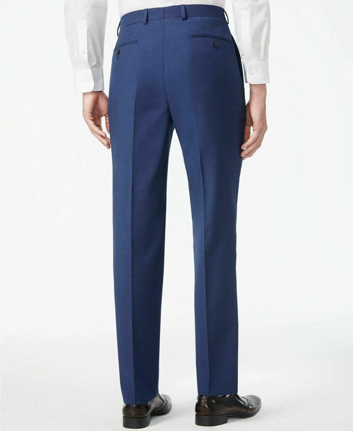 Calvin Klein Mens Slim fit Wool Dress Pants 30 / 30 Blue Solid