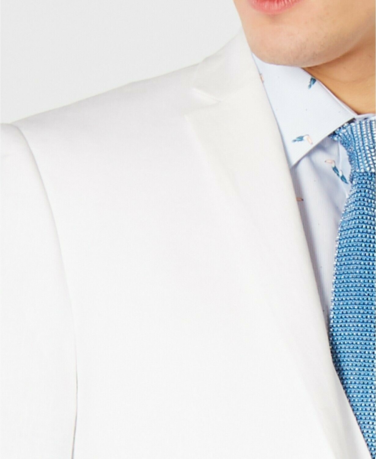 Bar Iii Mens Slim fit Suit Jacket Blazer 44 L White Solid Linen