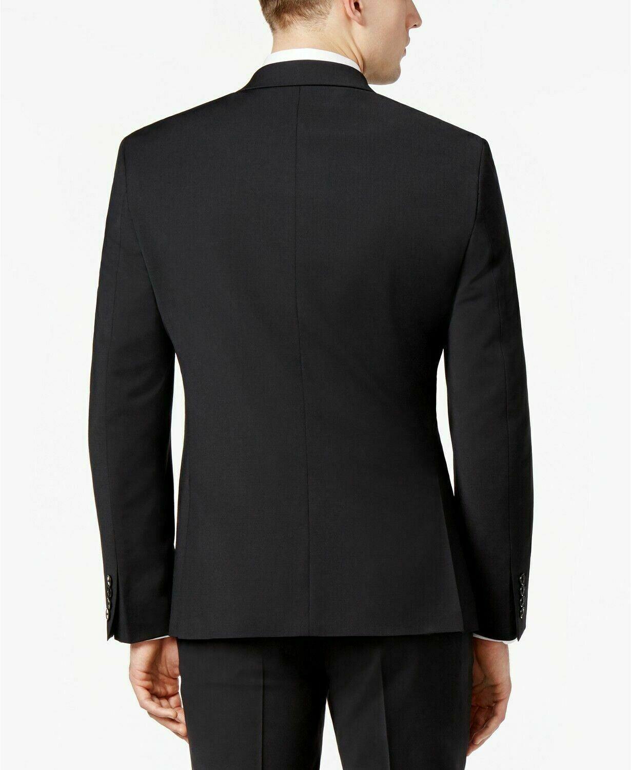 Bar Iii Mens Slim fit Suit Jacket Blazer 34 S Black Solid Stretch