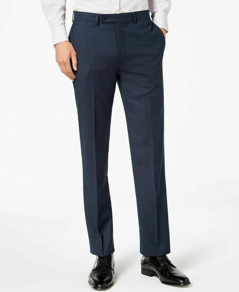Calvin Klein Mens Slim fit Dress Pants 40 / 32 Navy Blue Solid Stretch