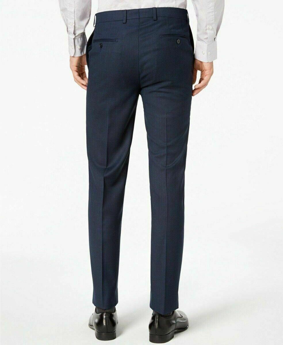 Calvin Klein Mens Slim fit Dress Pants 40 / 32 Navy Blue Solid Stretch