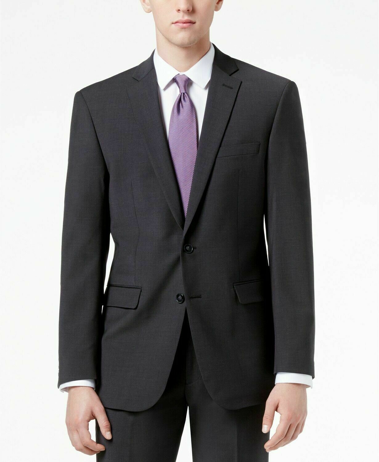 Calvin Klein Mens Slim fit Suit Jacket Blazer 36 R Charcoal Grey Solid Stretch