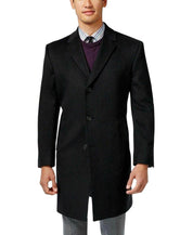 Kenneth Cole Mens Slim fit Overcoat Coat 48 R Grey Solid Wool