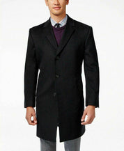 Kenneth Cole Mens Slim fit Overcoat Coat 48 R Grey Solid Wool