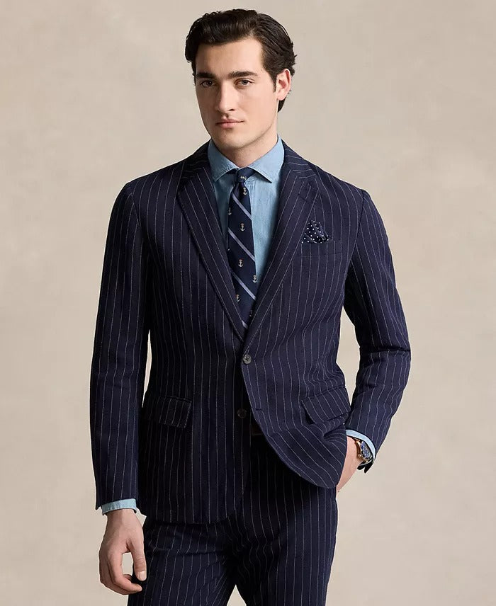 Polo Ralph Lauren Men's Soft Pinstriped Sport Coat Blazer 48R Navy Blue