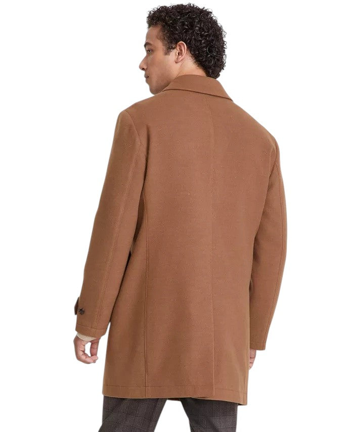 Tommy Hilfiger Men Classic Fit Melange Overcoat Coat 38 R Dark Camel Brown