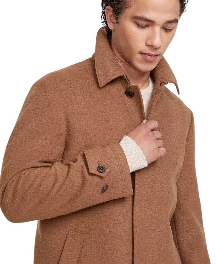 Tommy Hilfiger Men Classic Fit Melange Overcoat Coat 38 R Dark Camel Brown