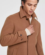 Tommy Hilfiger Men Modern Fit Melange Overcoat Coat 36S Dark Camel