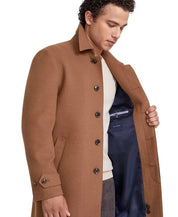 Tommy Hilfiger Men Classic Fit Melange Overcoat Coat 38 R Dark Camel Brown