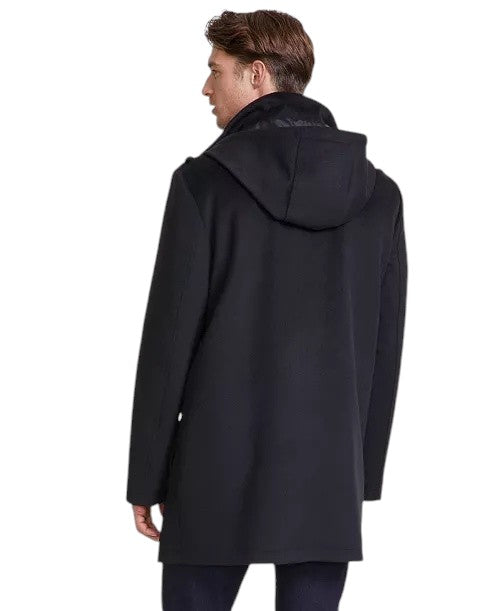 Calvin Klein Men's Regular Fit Wool Hooded Overcoat Coat 36 R Black