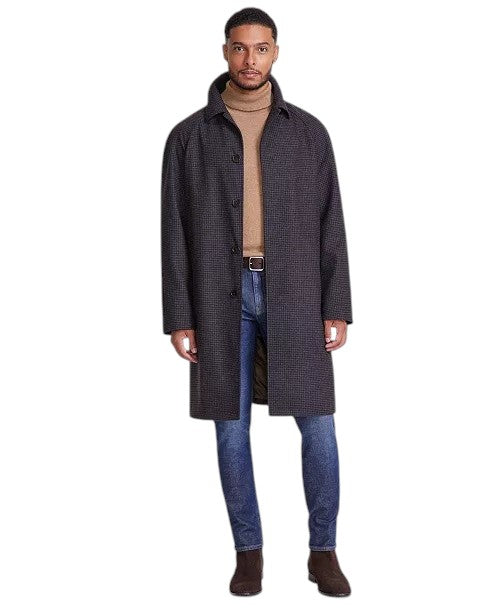 Michael Kors Mens Classic-Fit Check Overcoat Coat 48 R Brown Black Check