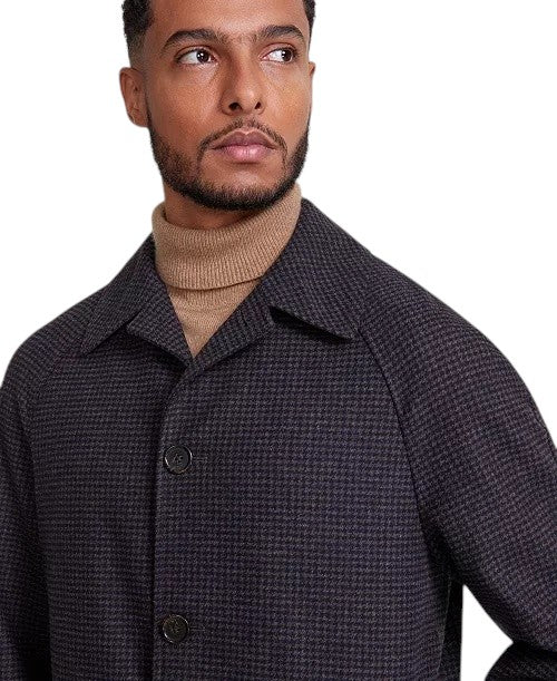 Michael Kors Mens Classic fit Overcoat Coat 40 R Brown Black Check Stretch