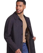 Michael Kors Mens Classic fit Overcoat Coat 40 R Brown Black Check Stretch