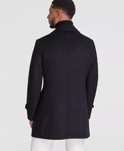 Michael Kors Mens Classic-Fit Wool Double Breasted Peacoat Coat 38R Navy Blue