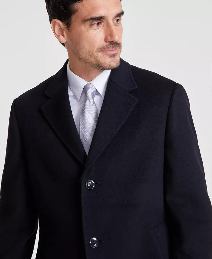 Michael Kors Men's Classic-Fit Wool Cashmere Blend Kavon Overcoat Coat 38S Black