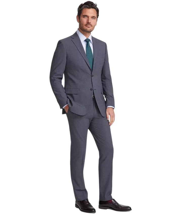 Dkny Mens Modern fit 2 Piece Suit 48 L / 42 Waist Charcoal Grey Solid Stretch