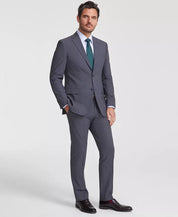 Dkny Mens Modern Fit 2 Piece Suit 46 L / 39 Waist Charcoal Grey Solid Stretch
