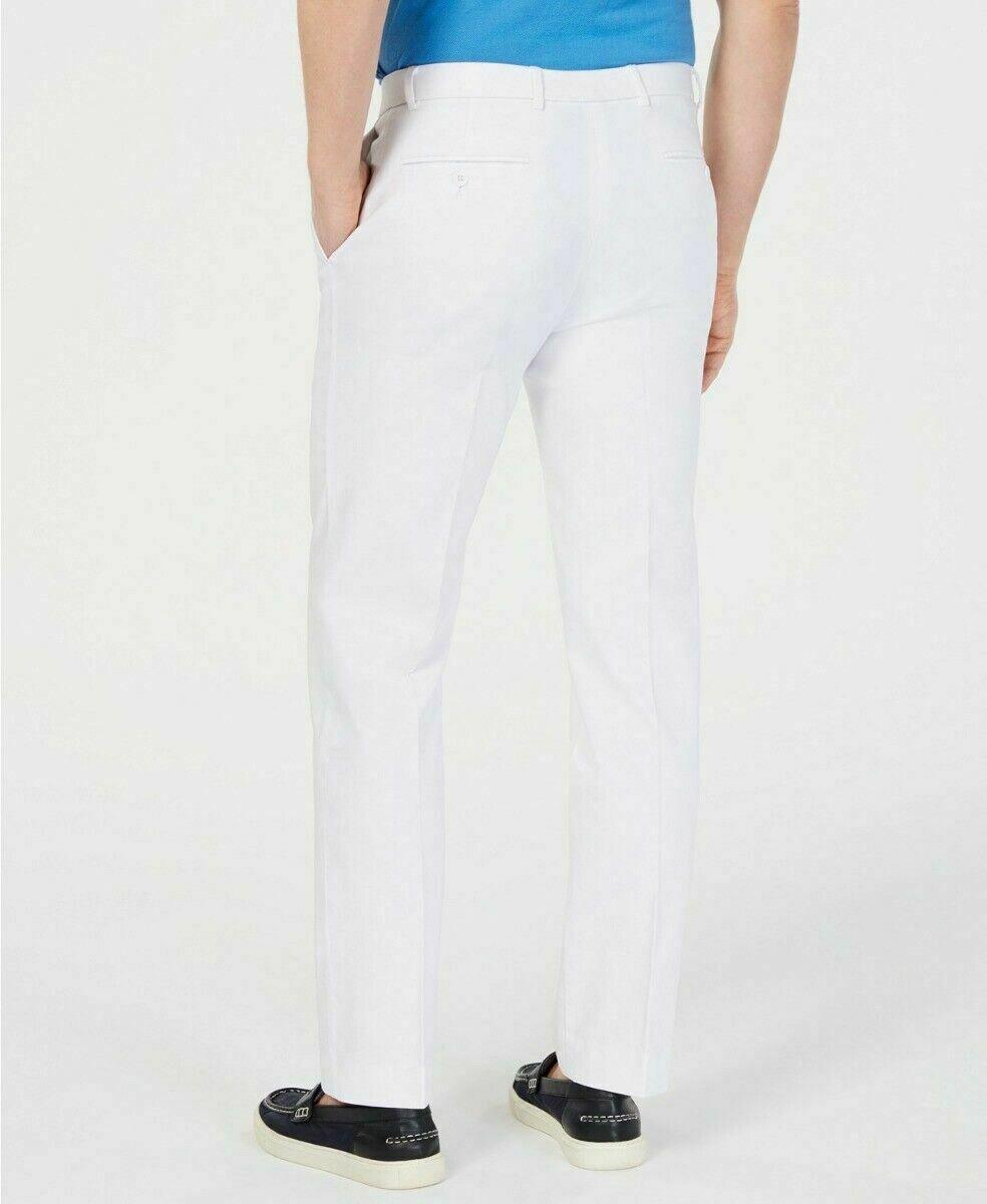 Tommy Hilfiger Mens Modern fit Dress Pants 38 / 34 White Solid Stretch