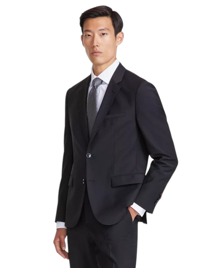 Hugo Boss Mens Modern fit 2 Piece Suit 42 S / 36 Waist Black Solid Stretch