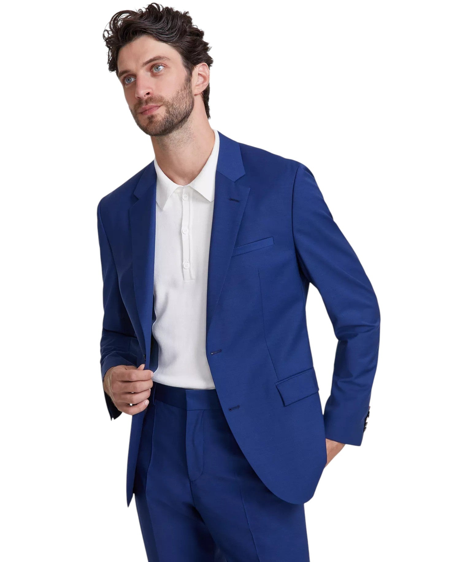 Hugo Boss Mens Modern fit Suit Jacket Blazer 38 S Blue Solid Stretch