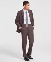 NAUTICA Mens Suit 40S / 34 x 32 Brown Modern-Fit Bi-Stretch Flat Pant