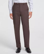 NAUTICA Mens Suit 40S / 34 x 32 Brown Modern-Fit Bi-Stretch Flat Pant