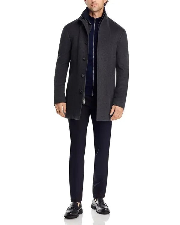 The Mens Store Department Store PURE CASHMERE Car Coat 48 R / XL Charcoal Grey