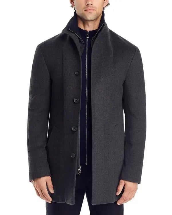 The Mens Store Department Store PURE CASHMERE Car Coat 40 R / M Charcoal Grey