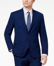 Kenneth Cole Reaction Mens Slim fit Suit Jacket Blazer 48 R Blue Solid Stretch