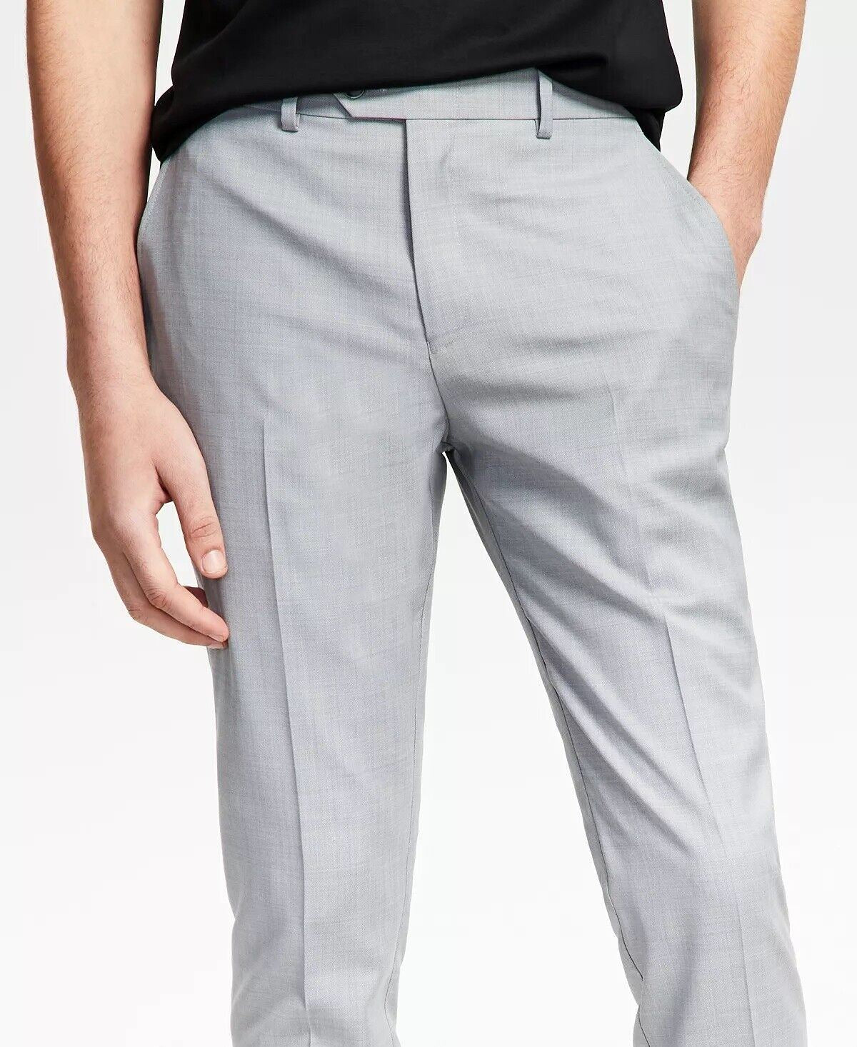 Bar Iii Mens Slim fit Wool Dress Pants 30 / 30 Light Grey Solid