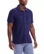 Weatherproof Mens Regular fit Short Sleeve Button-Up Shirt Small Blue Solid