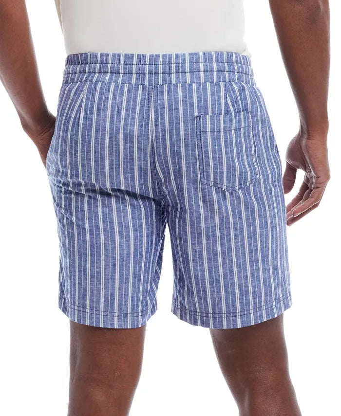 Weatherproof Vintage Men's 7" Cotton Drawstring Short XXL 2XL Blue Striped
