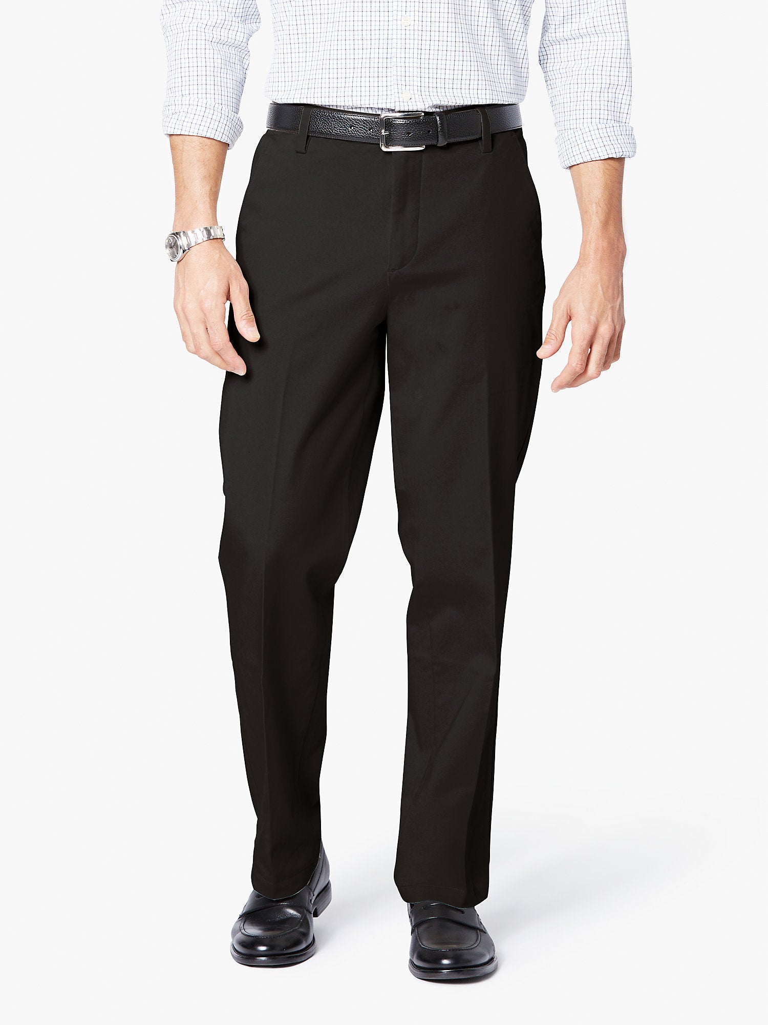Dockers Men's Workday Smart 360 Khaki Classic Fit Dress Pants Black 36 x 32