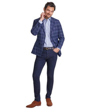 Nautica Mens Modern fit Sport Coat Blazer 36 S Navy Blue Windowpane Plaid