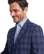 Nautica Mens Modern fit Sport Coat Blazer 36 S Navy Blue Windowpane Plaid