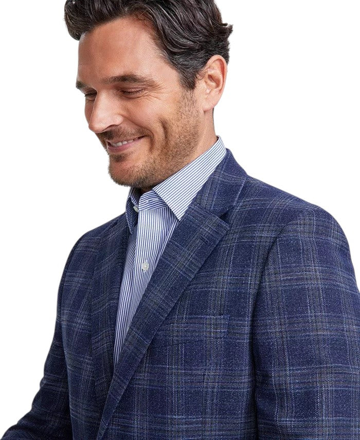 Nautica Mens Modern fit Sport Coat Blazer 38 R Navy Blue Windowpane Plaid