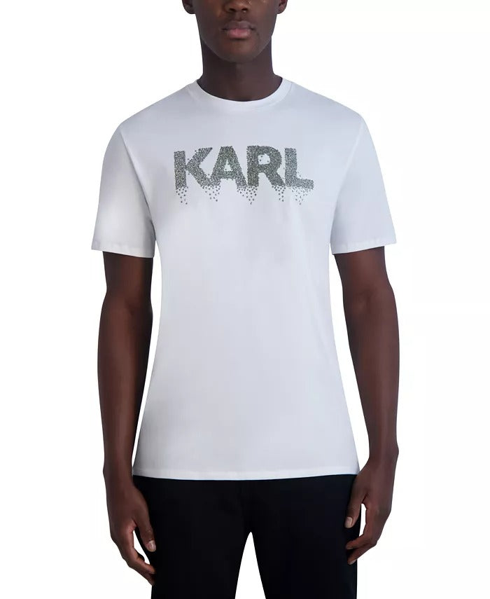 Karl Lagerfeld Mens Regular fit Short Sleeve T-Shirt Shirt Small White Karl Logo