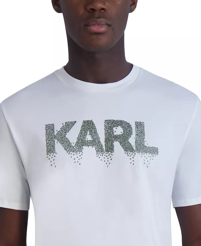 Karl Lagerfeld Mens Regular fit Short Sleeve T-Shirt Shirt Small White Karl Logo