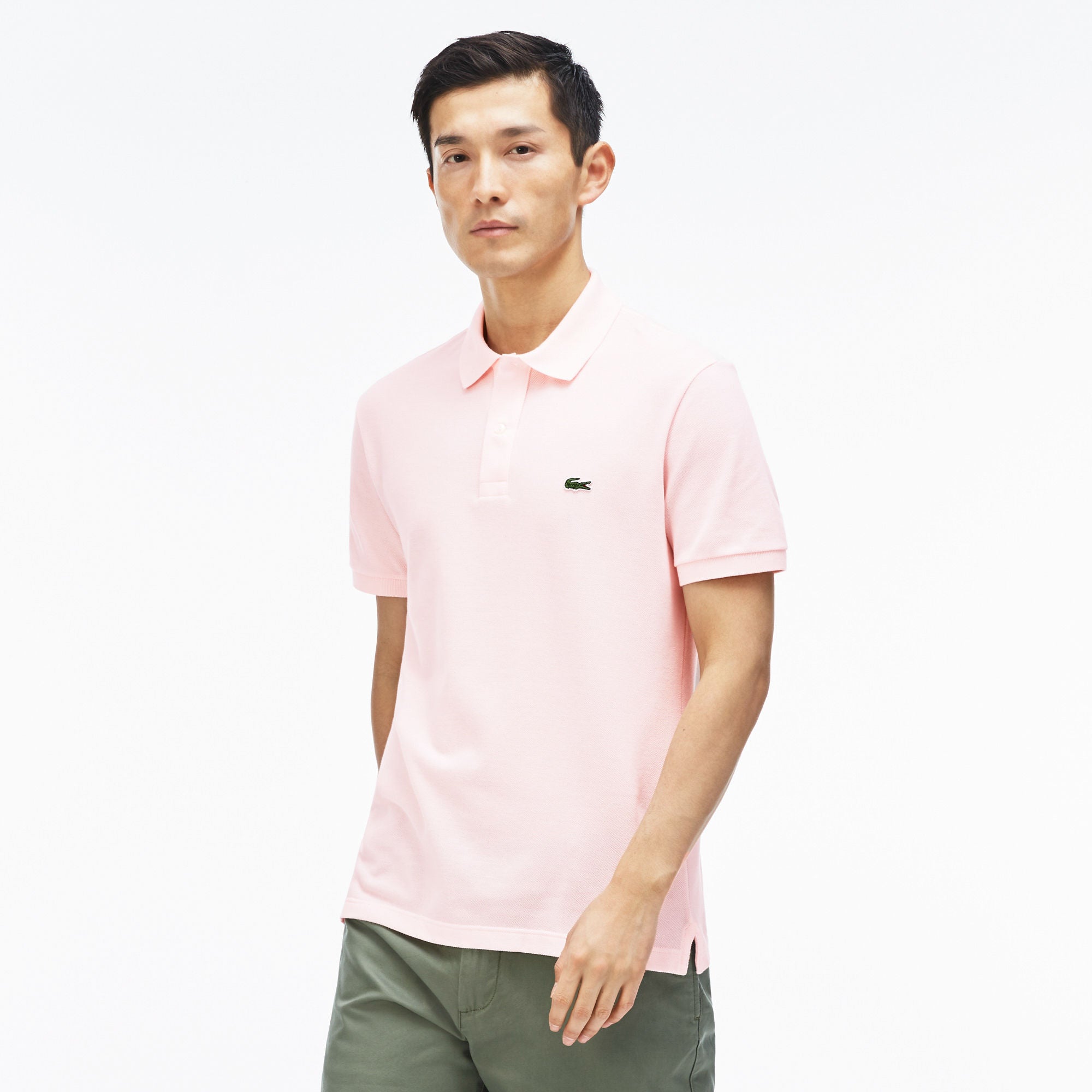 Lacoste Men's Original Slim Fit Cotton Short Sleeve Polo Shirt Pink Medium