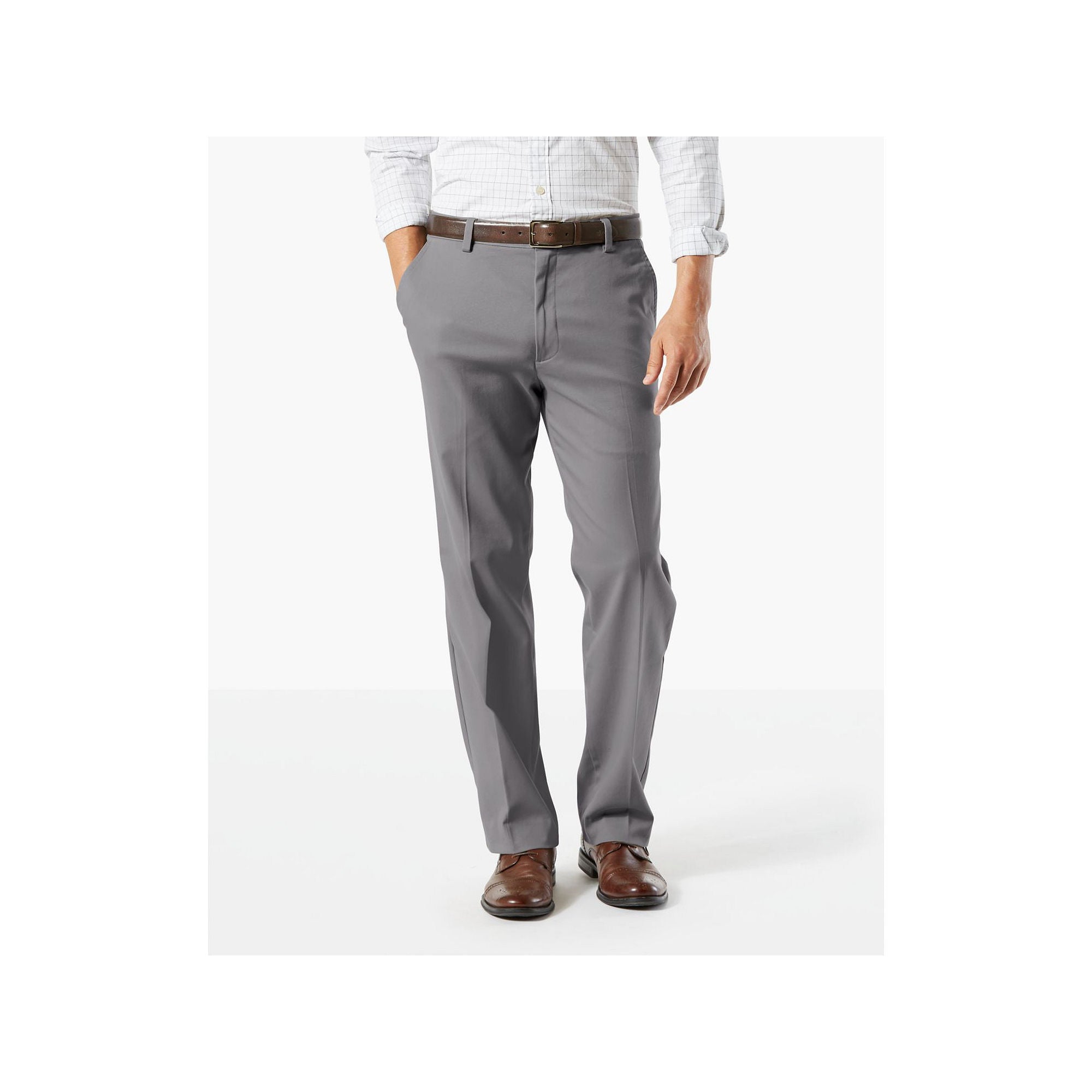 Dockers Men's Big and Tall Easy Classic Fit Khaki Stretch Pants Grey 44 x 29