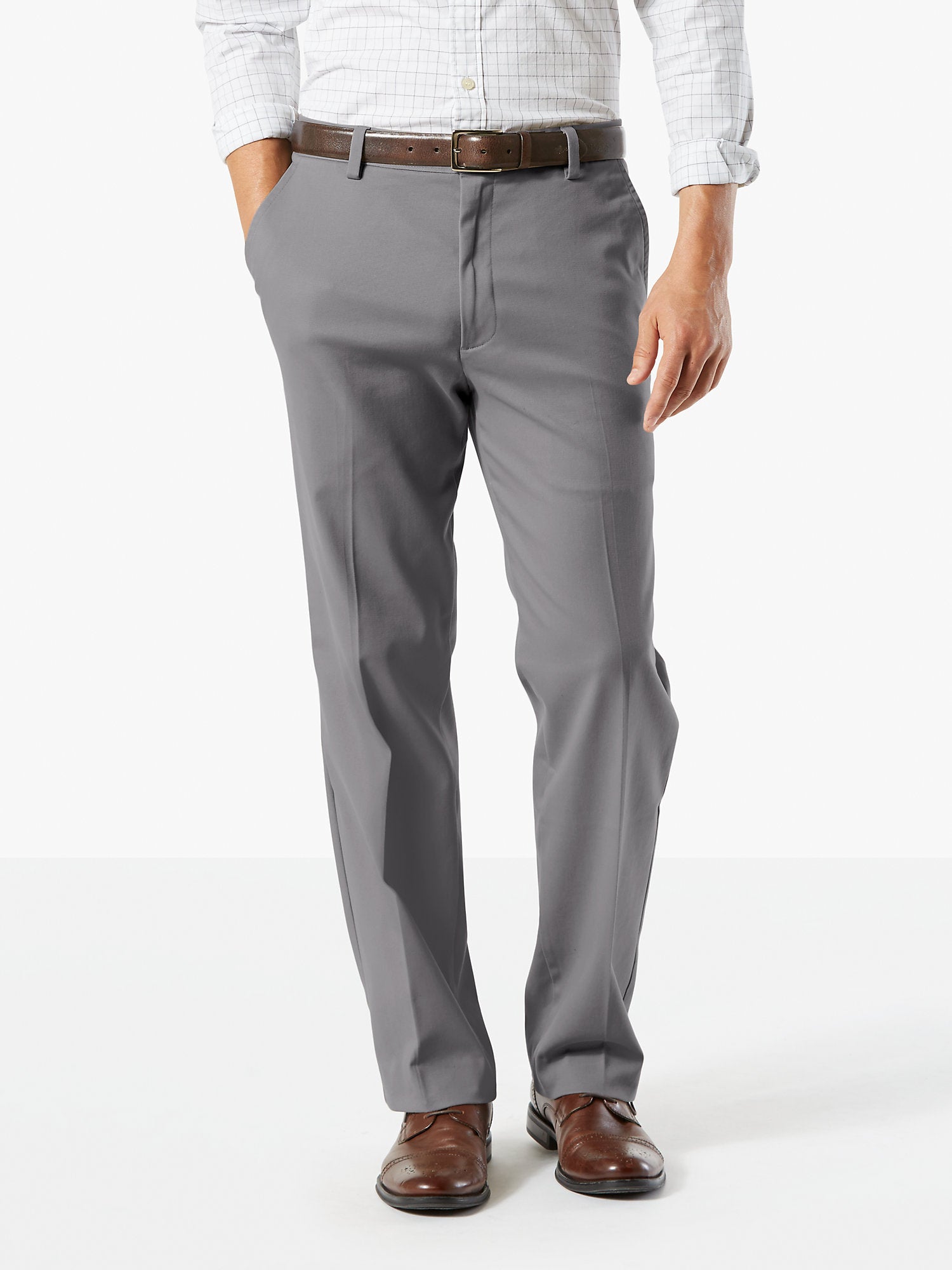 Dockers Men's Easy Classic Fit Khaki Stretch Pants Grey 46 x 30